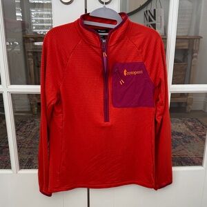Cotopaxi Red Pullover with Purple Pocket